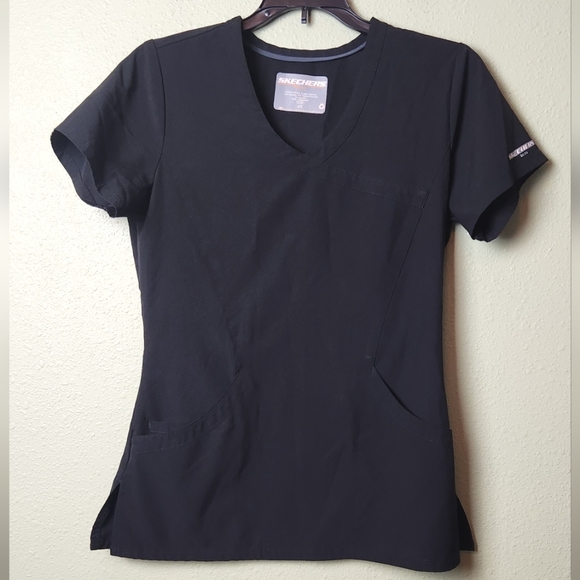 Skechers Tops Skechers Xs Black Medical Scrub Top Poshmark